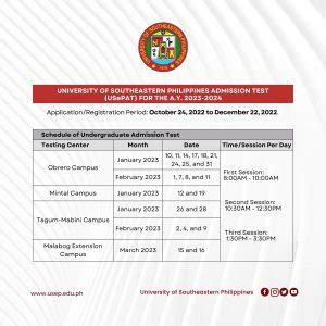 usep admission|USeP Admission Test (USePAT) for Academic Year .